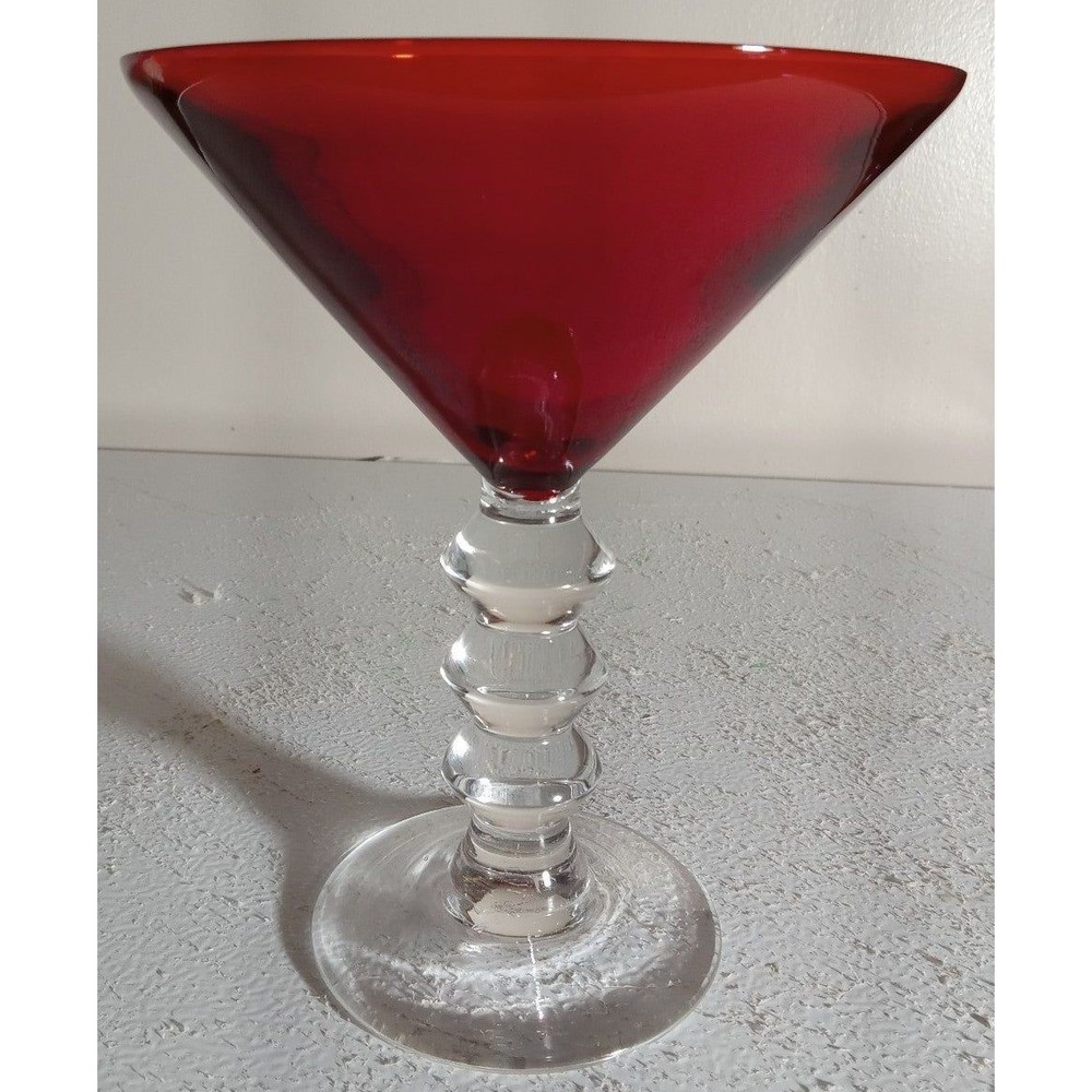 Vintage Imperial Ruby Red  7" Tall Margarita Glass